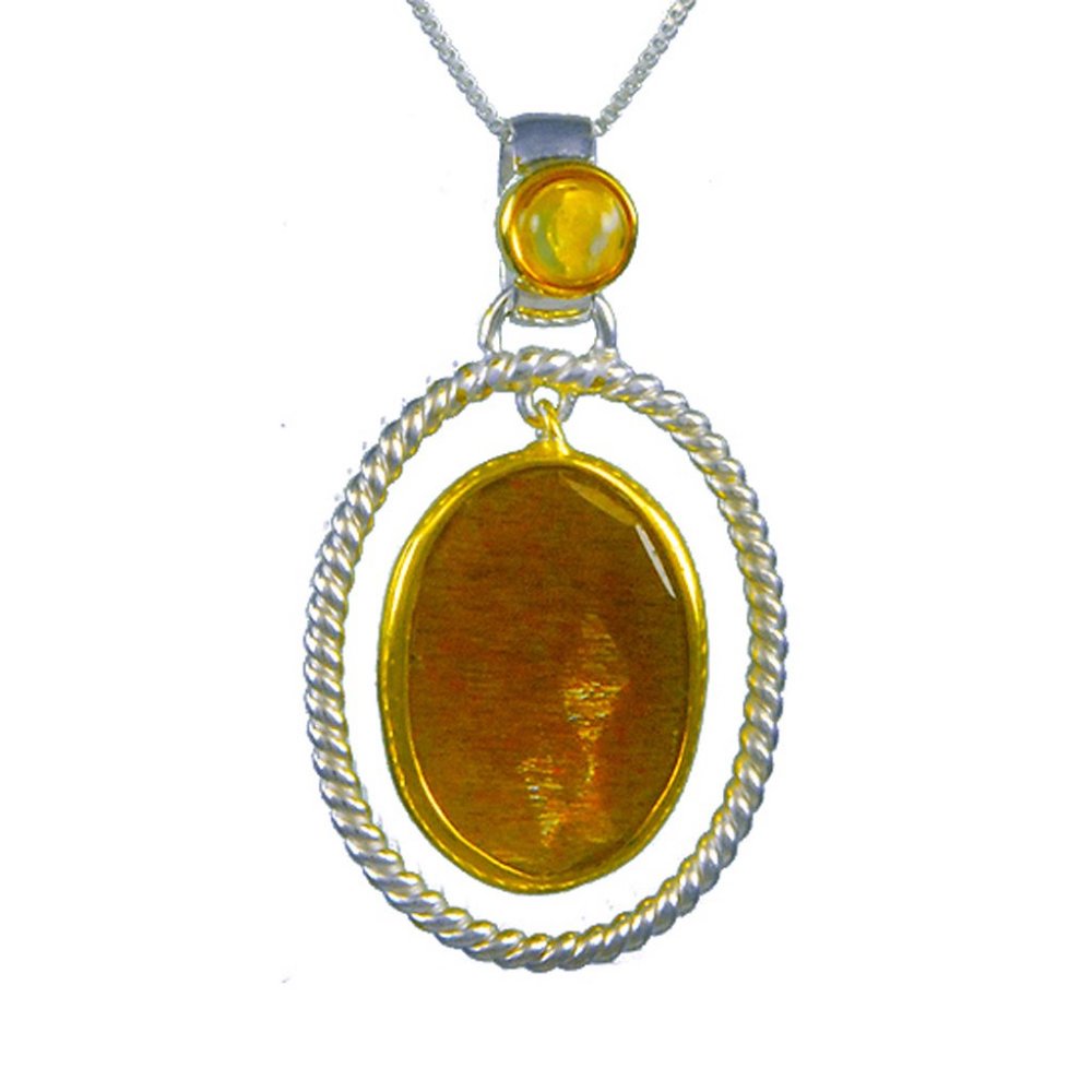 Sterling Silver Gold Moonstone and Citrine Pendant